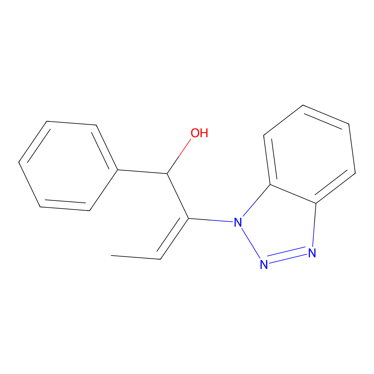 (2E)-2-(1H-1,2,3-Benzotriazol-1-yl)-1-phenylbut-2-en-1-ol molecular structure, CAS 301169-18-6