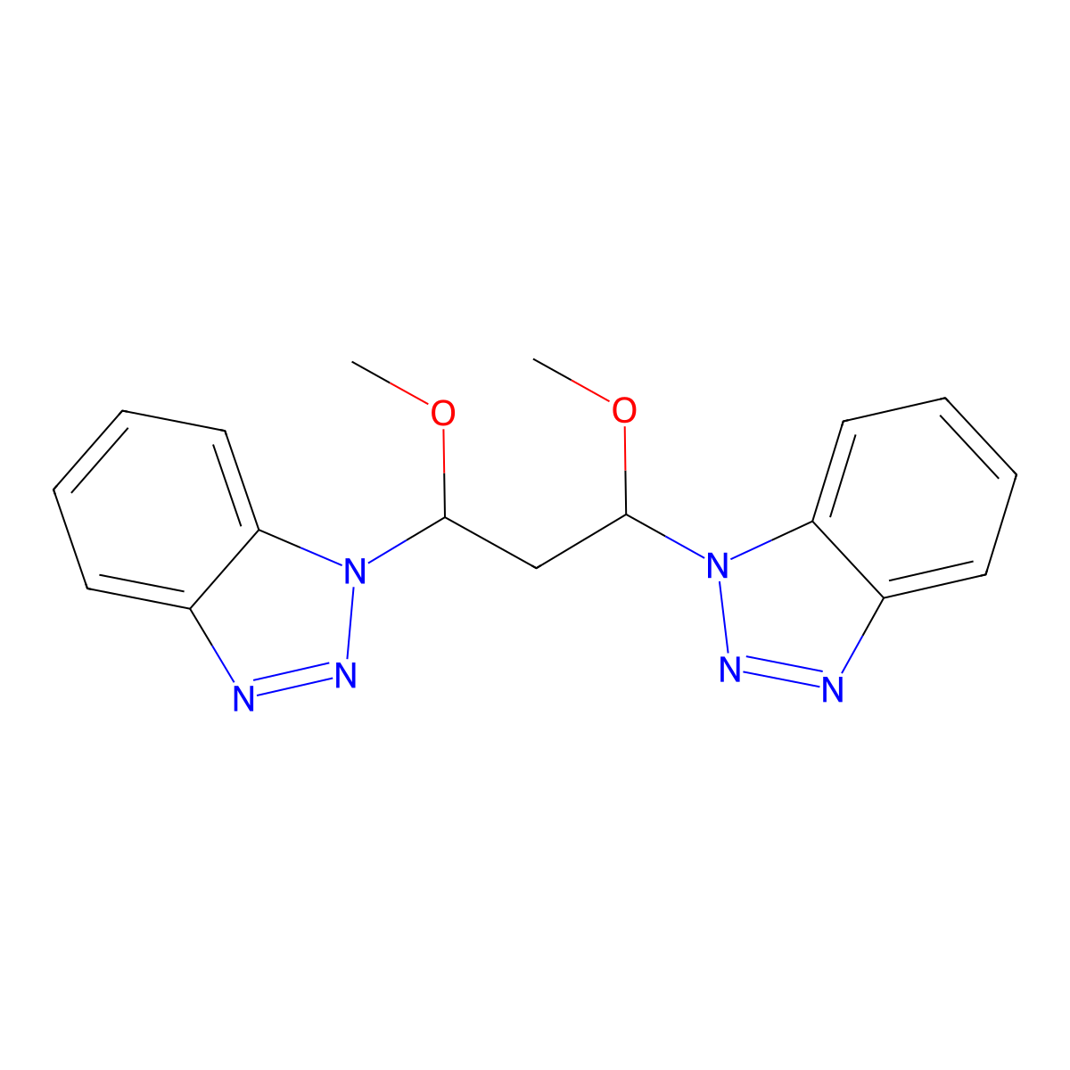1-[3-(1H-1,2,3-Benzotriazol-1-yl)-1,3-dimethoxypropyl]-1H-1,2,3-benzotriazole molecular structure, CAS 301170-35-4
