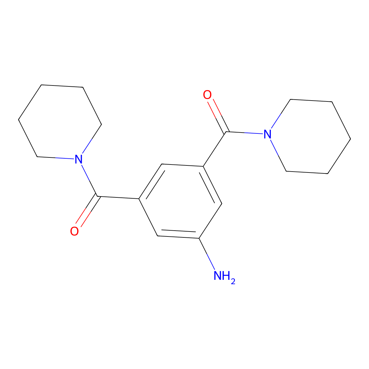 [3,5-Bis(piperidin-1-ylcarbonyl)phenyl]amine molecular structure, CAS 301172-75-8