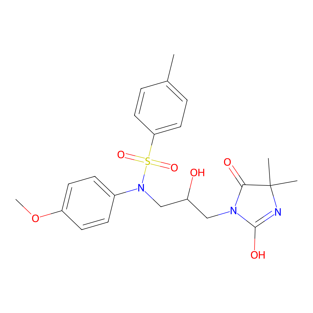 N-[3-(4,4-dimethyl-2,5-dioxoimidazolidin-1-yl)-2-hydroxypropyl]-N-(4-methoxyphenyl)-4-methylbenzenesulfonamide molecular structure, CAS 301173-04-6