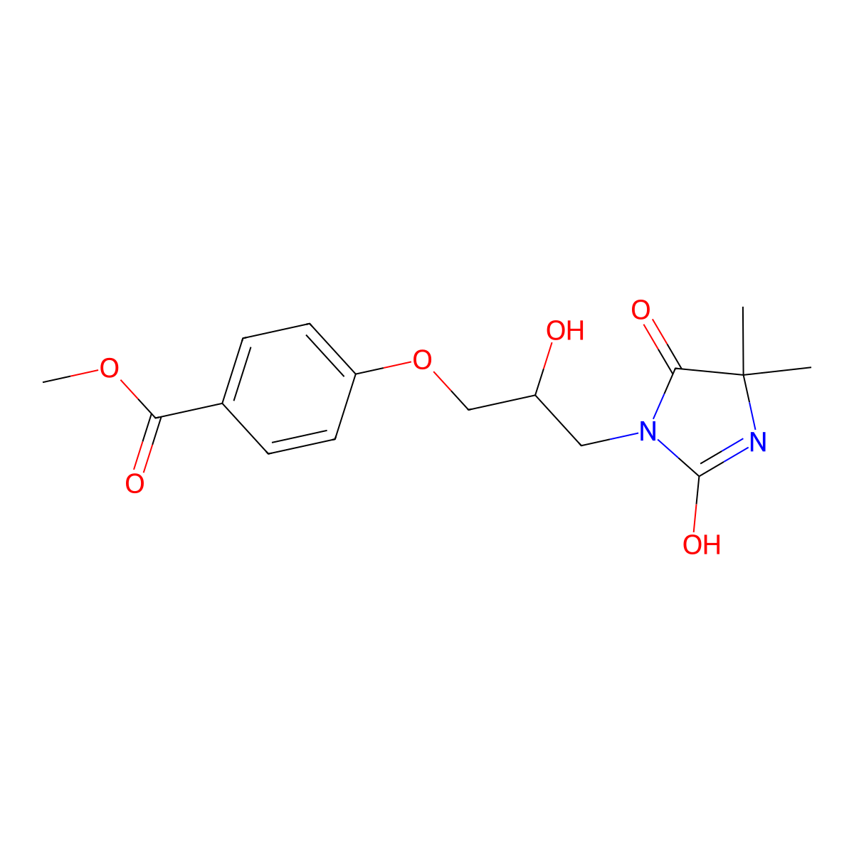 Methyl 4-[3-(4,4-dimethyl-2,5-dioxoimidazolidin-1-yl)-2-hydroxypropoxy]benzoate molecular structure, CAS 301173-05-7