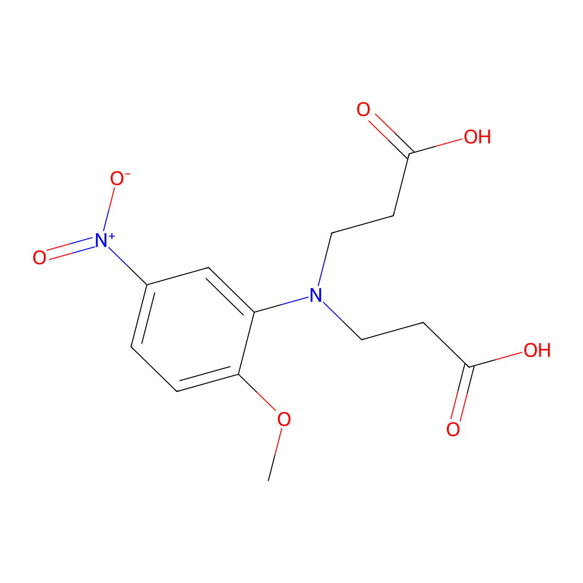 3-((2-Carboxyethyl)(2-methoxy-5-nitrophenyl)amino)propanoic acid molecular structure, CAS 301173-23-9