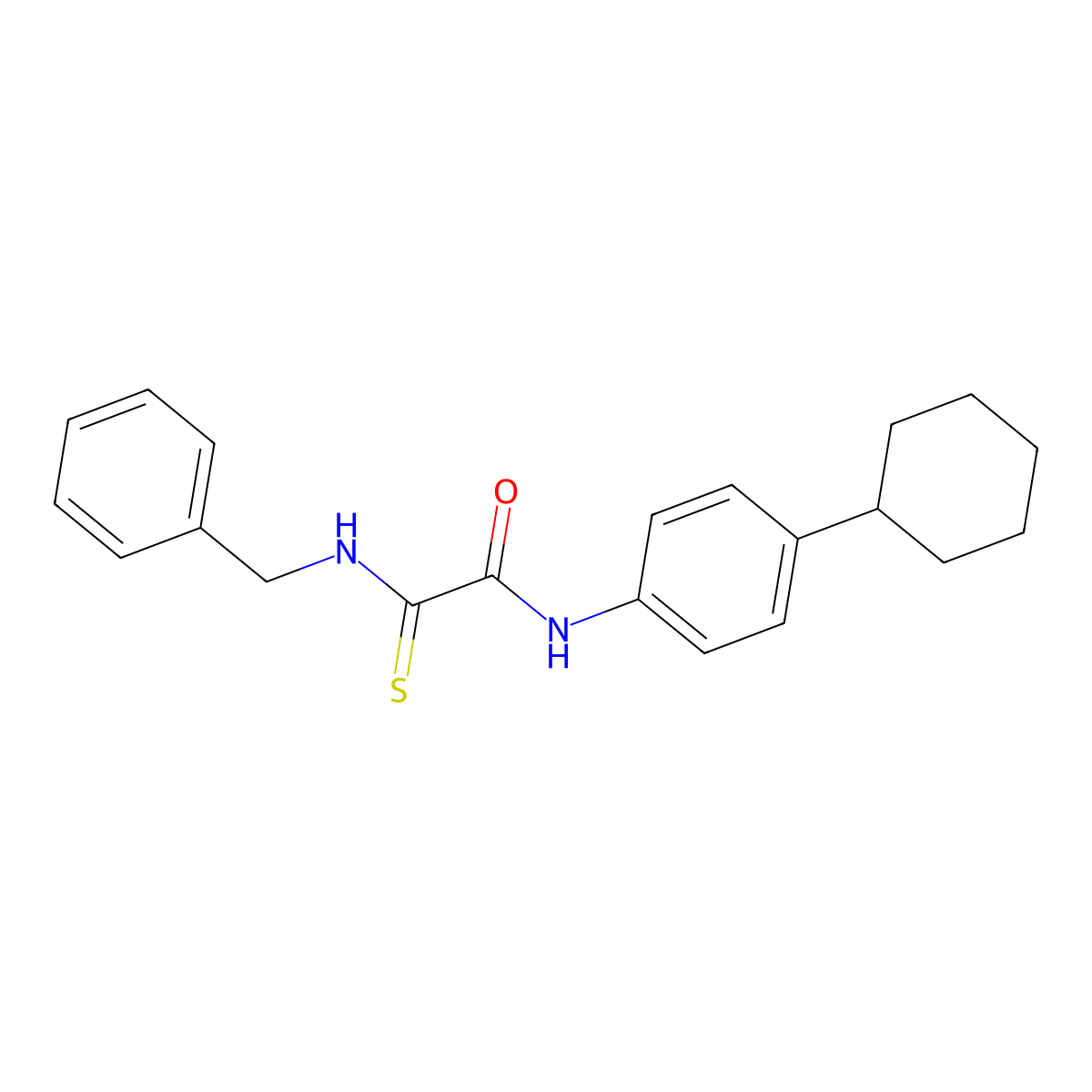 2-(benzylamino)-N-(4-cyclohexylphenyl)-2-thioxoacetamide molecular structure, CAS 301173-35-3