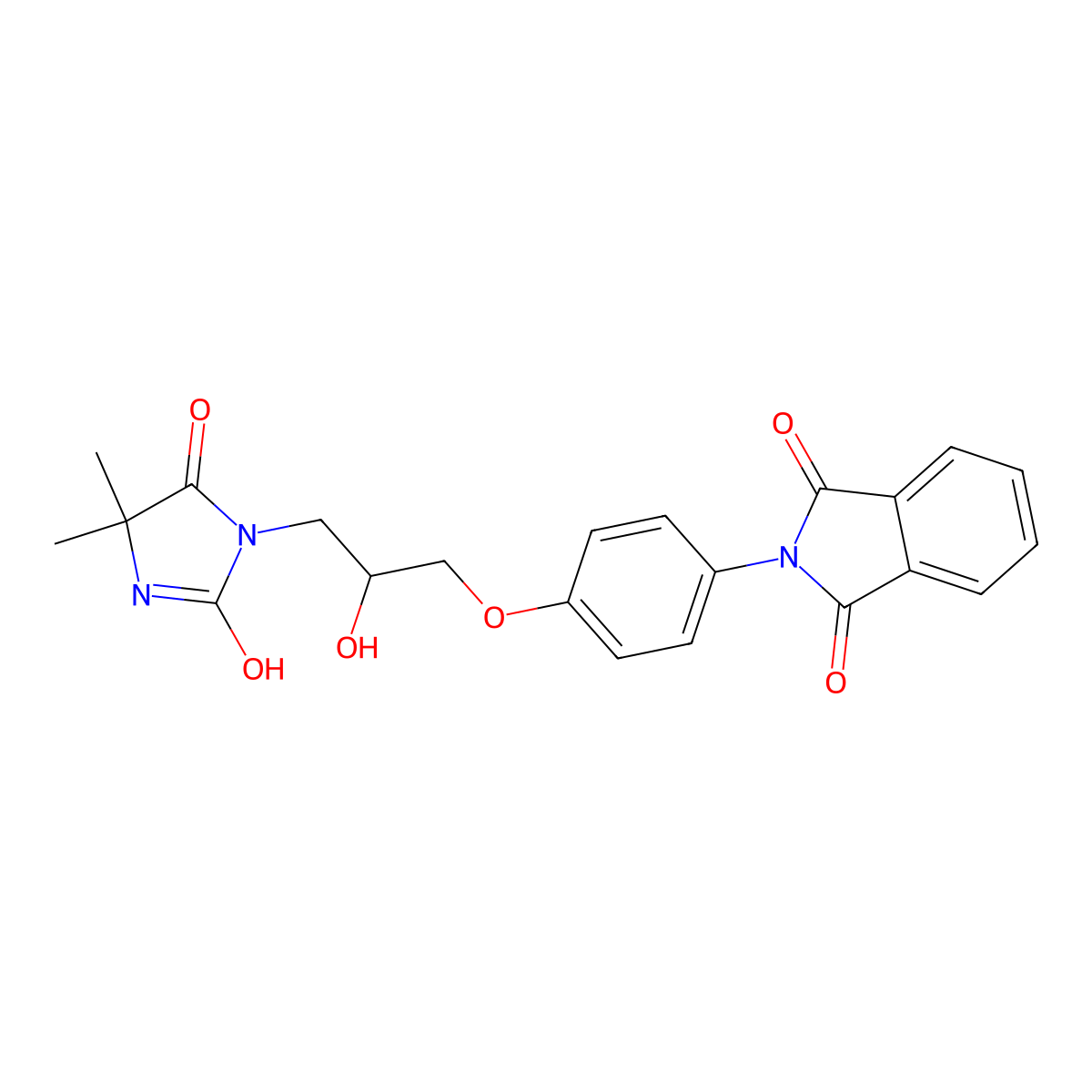 2-[4-[3-(4,4-Dimethyl-2,5-dioxoimidazolidin-1-yl)-2-hydroxypropoxy]phenyl]isoindole-1,3-dione molecular structure, CAS 301173-36-4