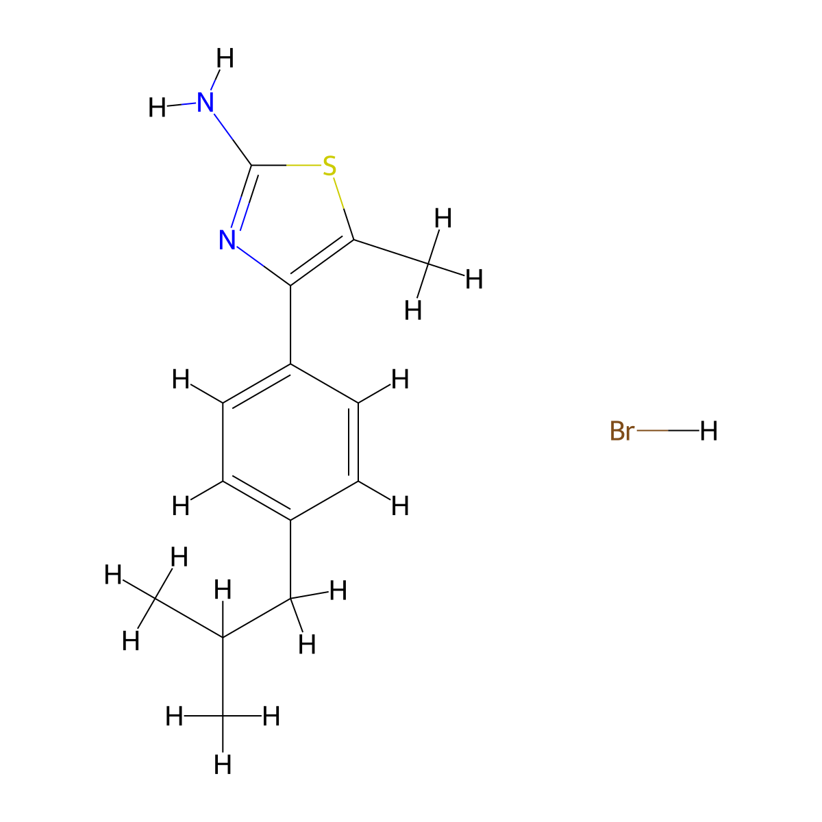 5-methyl-4-[4-(2-methylpropyl)phenyl]-1,3-thiazol-2-amine Hydrobromide molecular structure, CAS 301173-41-1