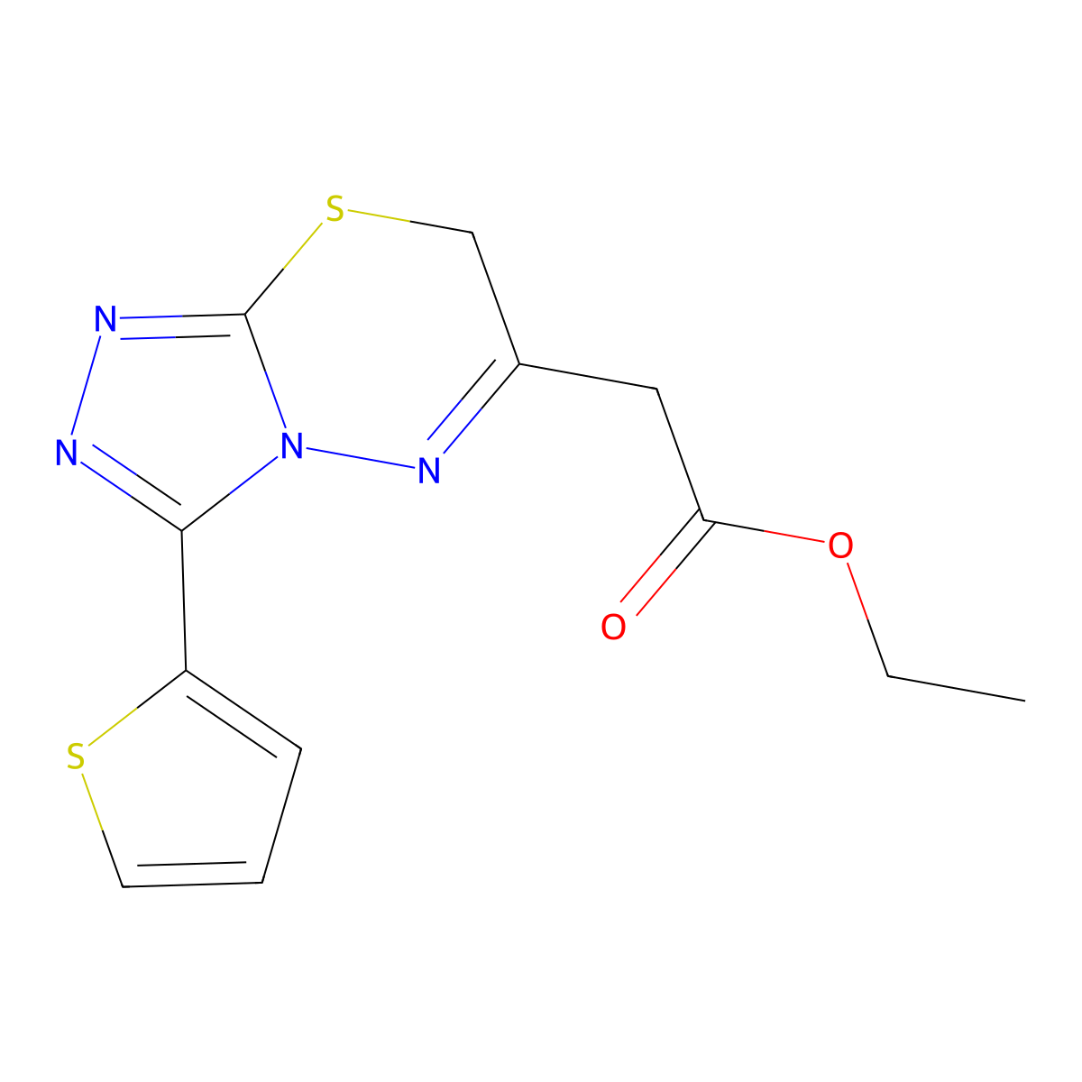 ethyl 2-(3-(thiophen-2-yl)-7H-(1,2,4)triazolo(3,4-b)(1,3,4)thiadiazin-6-yl)acetate molecular structure, CAS 301173-57-9