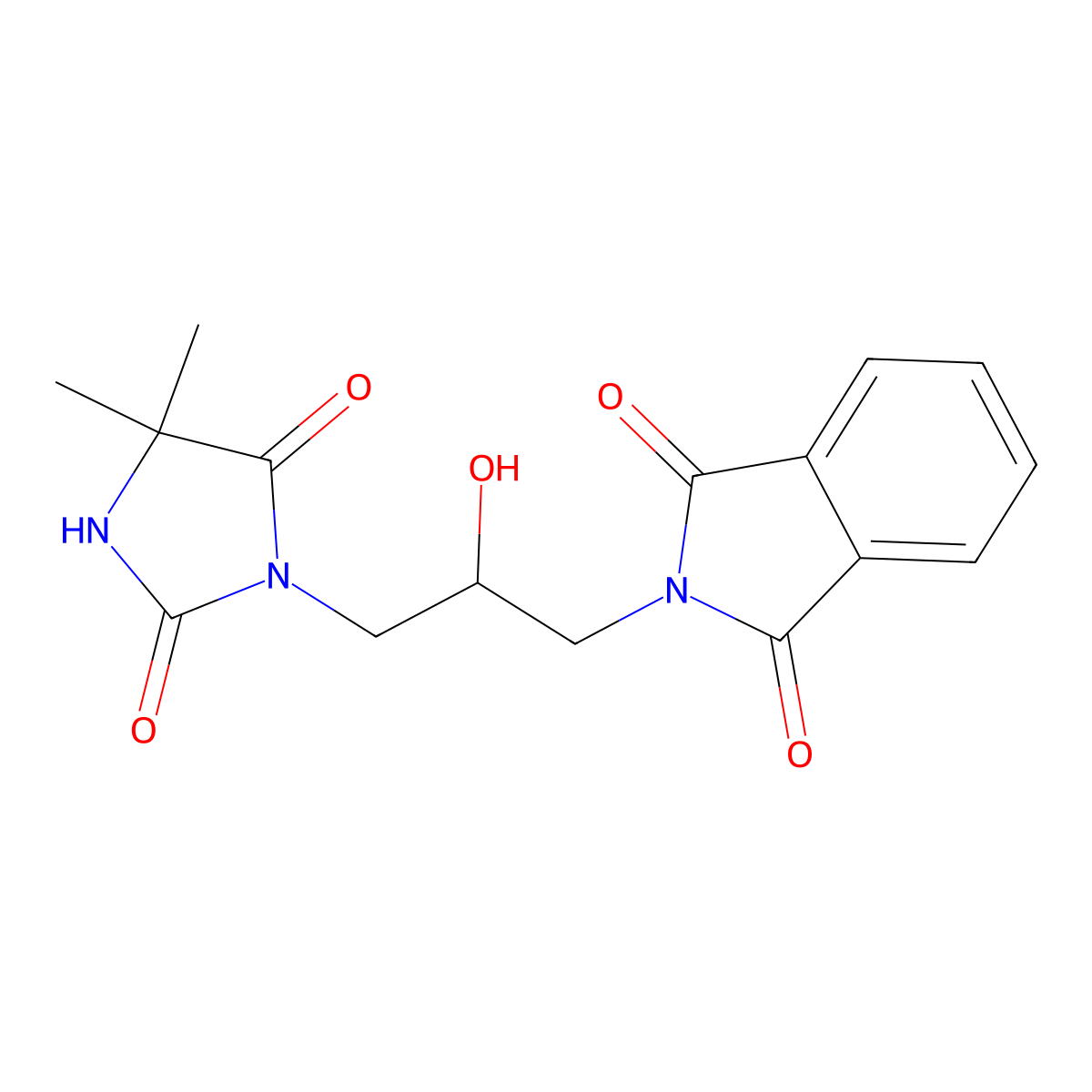 2-[3-(4,4-Dimethyl-2,5-dioxoimidazolidin-1-yl)-2-hydroxypropyl]isoindole-1,3-dione molecular structure, CAS 301173-60-4
