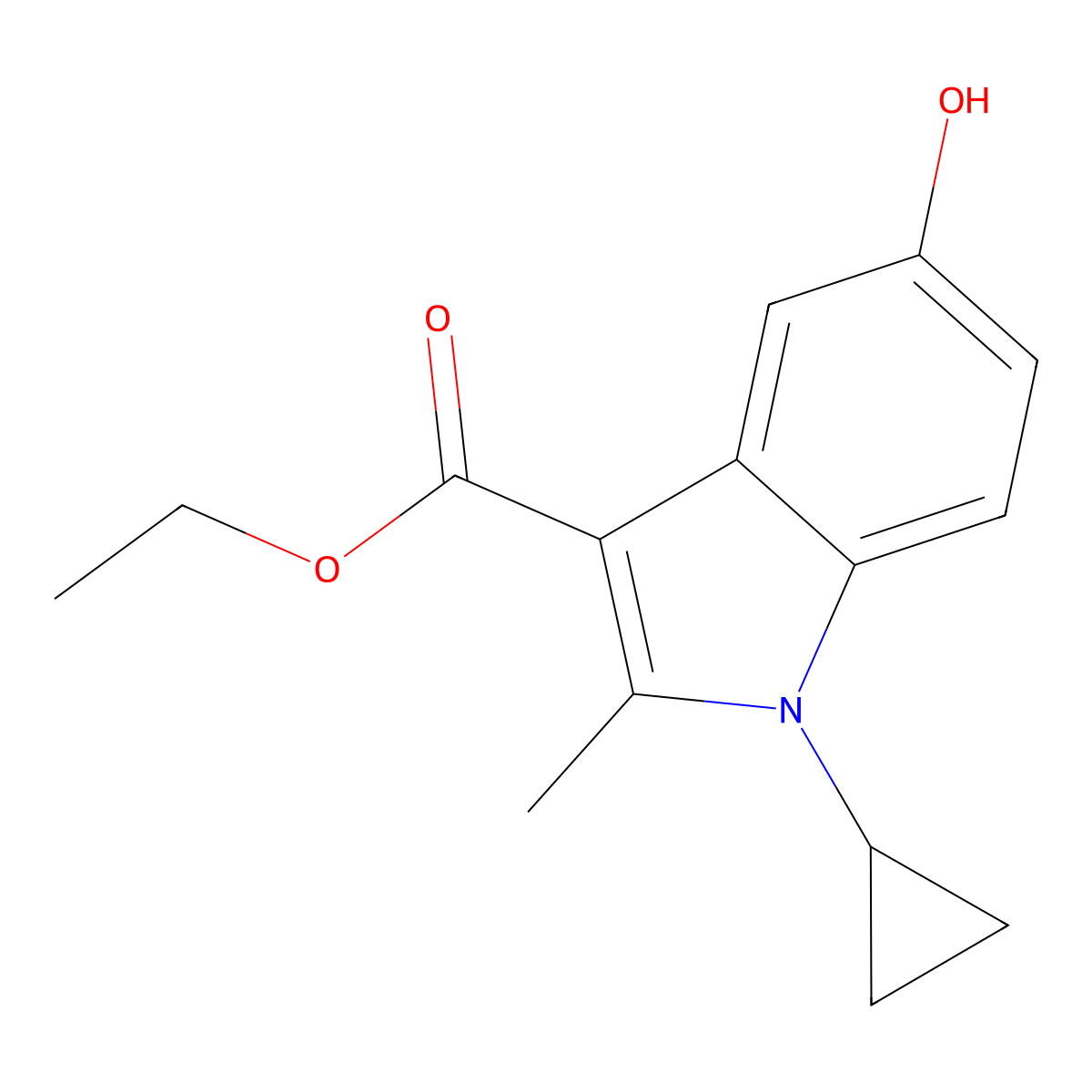 ethyl 1-cyclopropyl-5-hydroxy-2-methyl-1H-indole-3-carboxylate molecular structure, CAS 301173-79-5