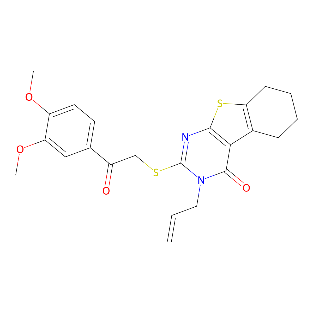 2-[2-(3,4-Dimethoxyphenyl)-2-oxoethyl]sulfanyl-3-prop-2-enyl-5,6,7,8-tetrahydro-[1]benzothiolo[2,3-d]pyrimidin-4-one molecular structure, CAS 301174-46-9