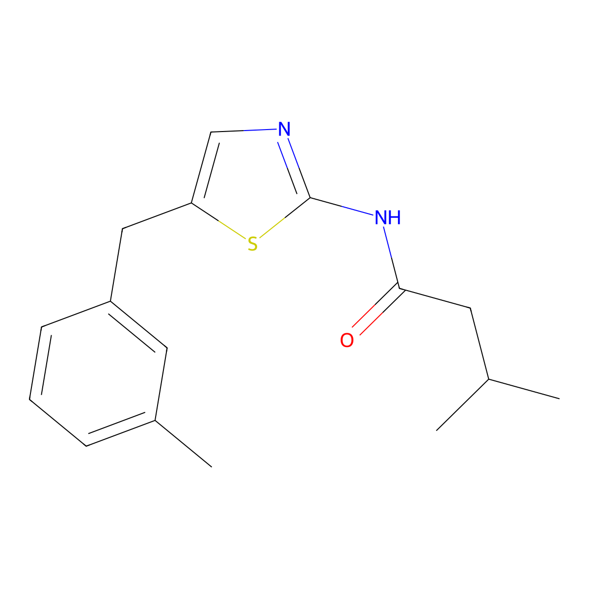 3-methyl-N-[5-(3-methylbenzyl)-1,3-thiazol-2-yl]butanamide molecular structure, CAS 301175-51-9