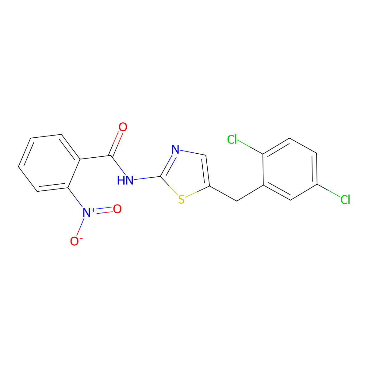N-(5-(2,5-Dichlorobenzyl)-1,3-thiazol-2-YL)-2-nitrobenzamide molecular structure, CAS 301175-57-5