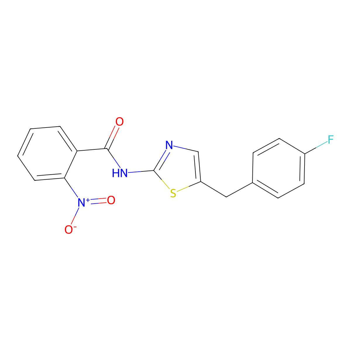 N-(5-(4-fluorobenzyl)thiazol-2-yl)-2-nitrobenzamide molecular structure, CAS 301175-58-6