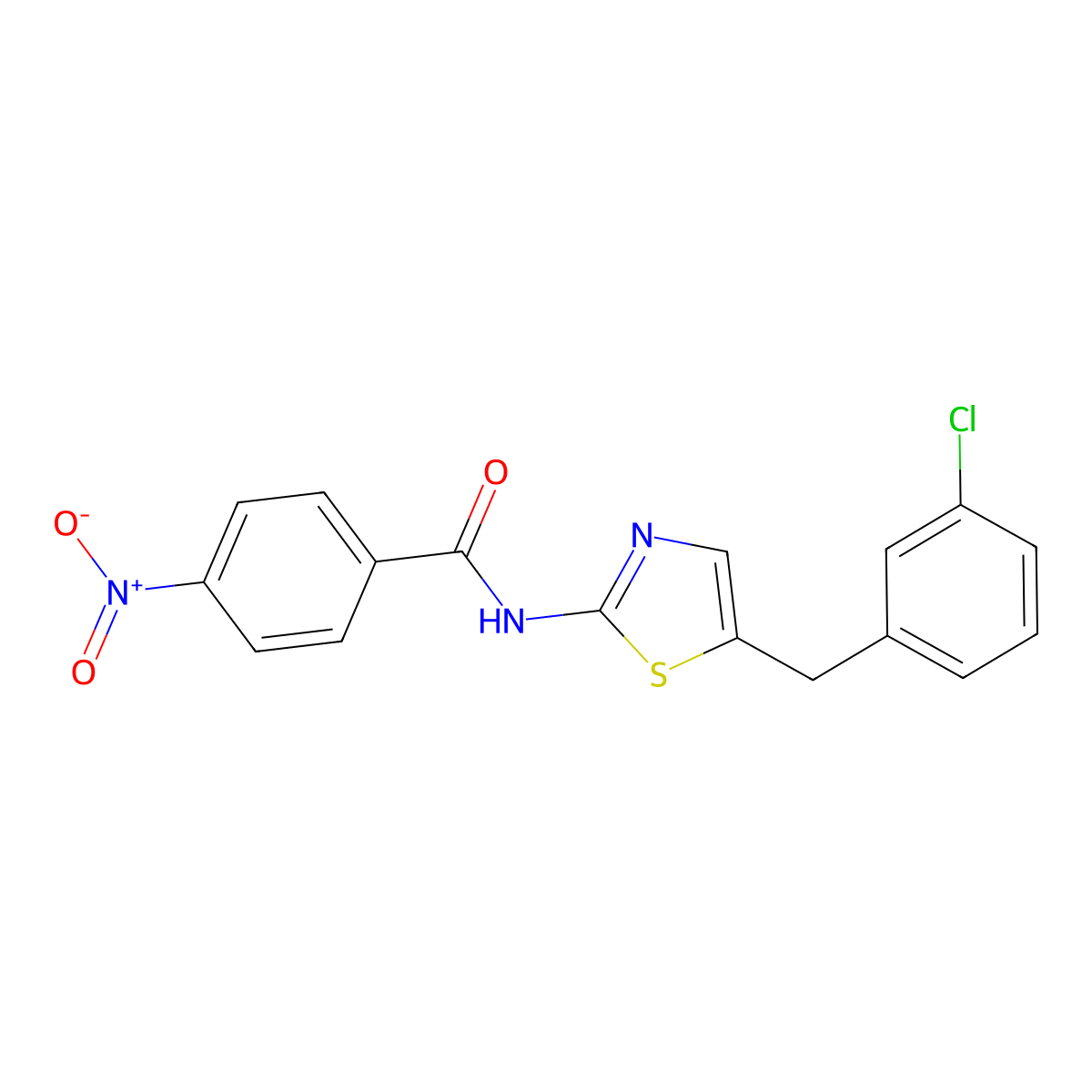 N-[5-(3-chlorobenzyl)-1,3-thiazol-2-yl]-4-nitrobenzamide molecular structure, CAS 301175-59-7