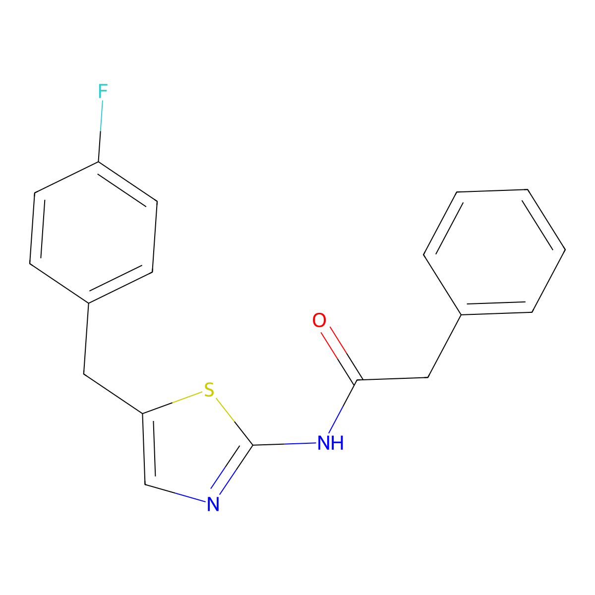 N-[5-[(4-fluorophenyl)methyl]-1,3-thiazol-2-yl]-2-phenylacetamide molecular structure, CAS 301175-65-5