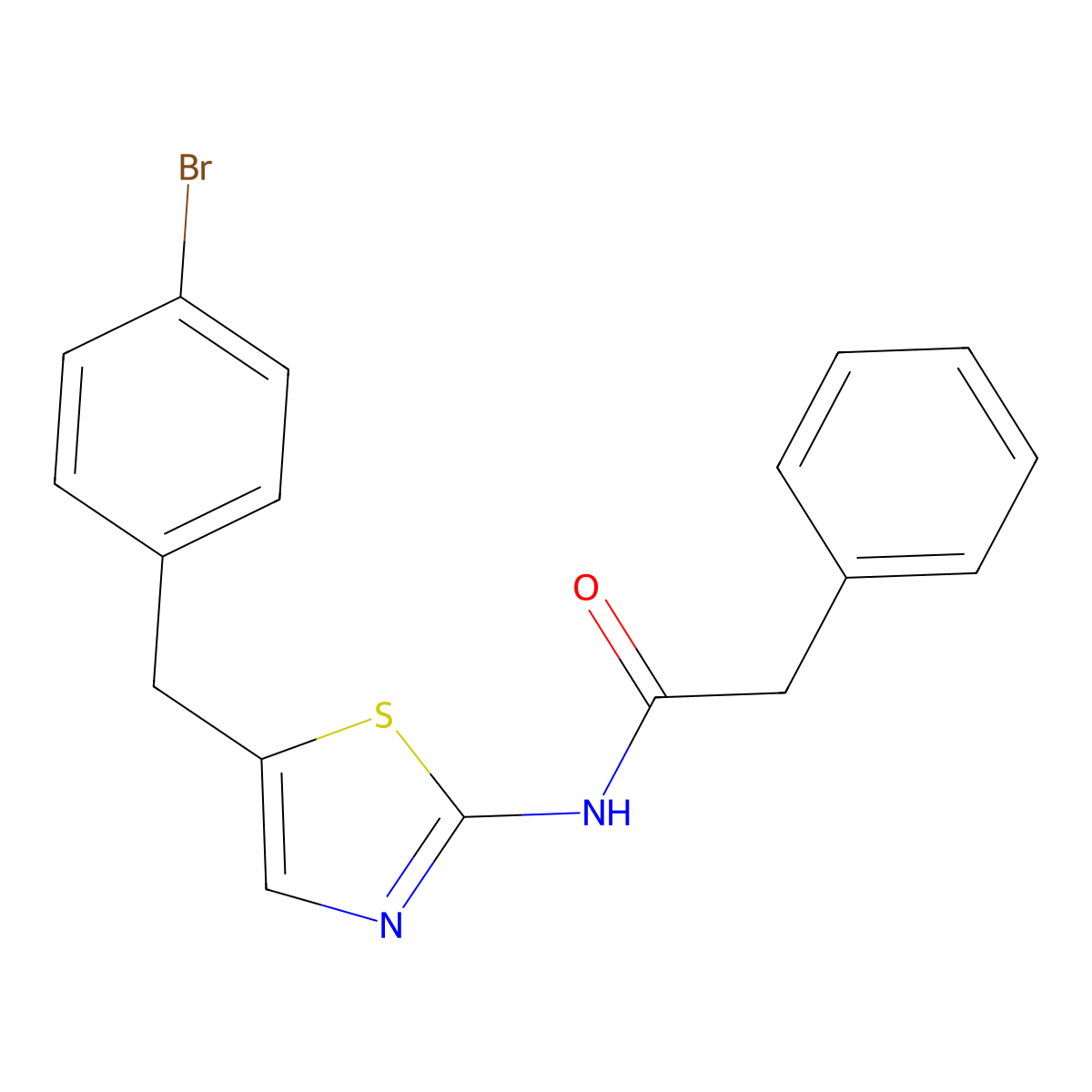 N-(5-(4-bromobenzyl)thiazol-2-yl)-2-phenylacetamide molecular structure, CAS 301175-66-6