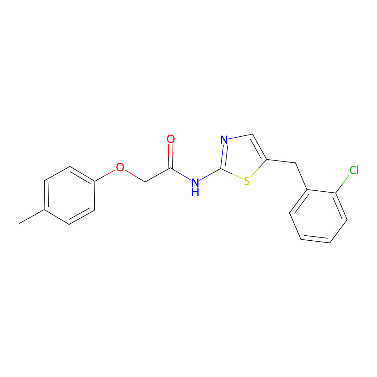 N-{5-[(2-Chlorophenyl)methyl]-1,3-thiazol-2-YL}-2-(4-methylphenoxy)acetamide molecular structure, CAS 301176-01-2