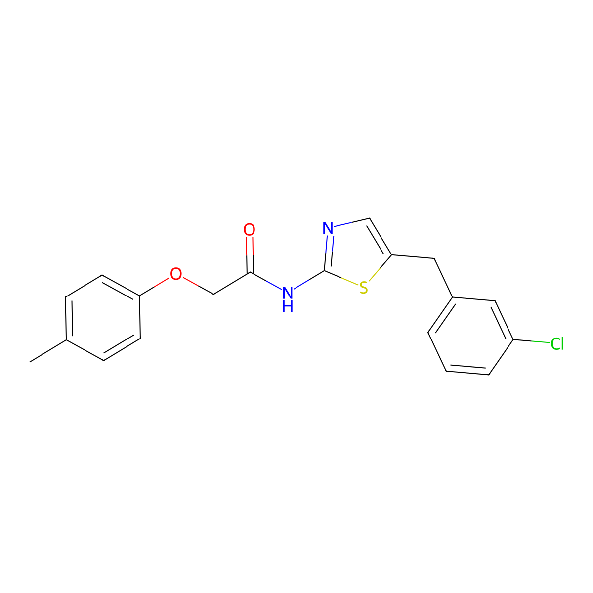 N-{5-[(3-Chlorophenyl)methyl]-1,3-thiazol-2-YL}-2-(4-methylphenoxy)acetamide molecular structure, CAS 301176-02-3