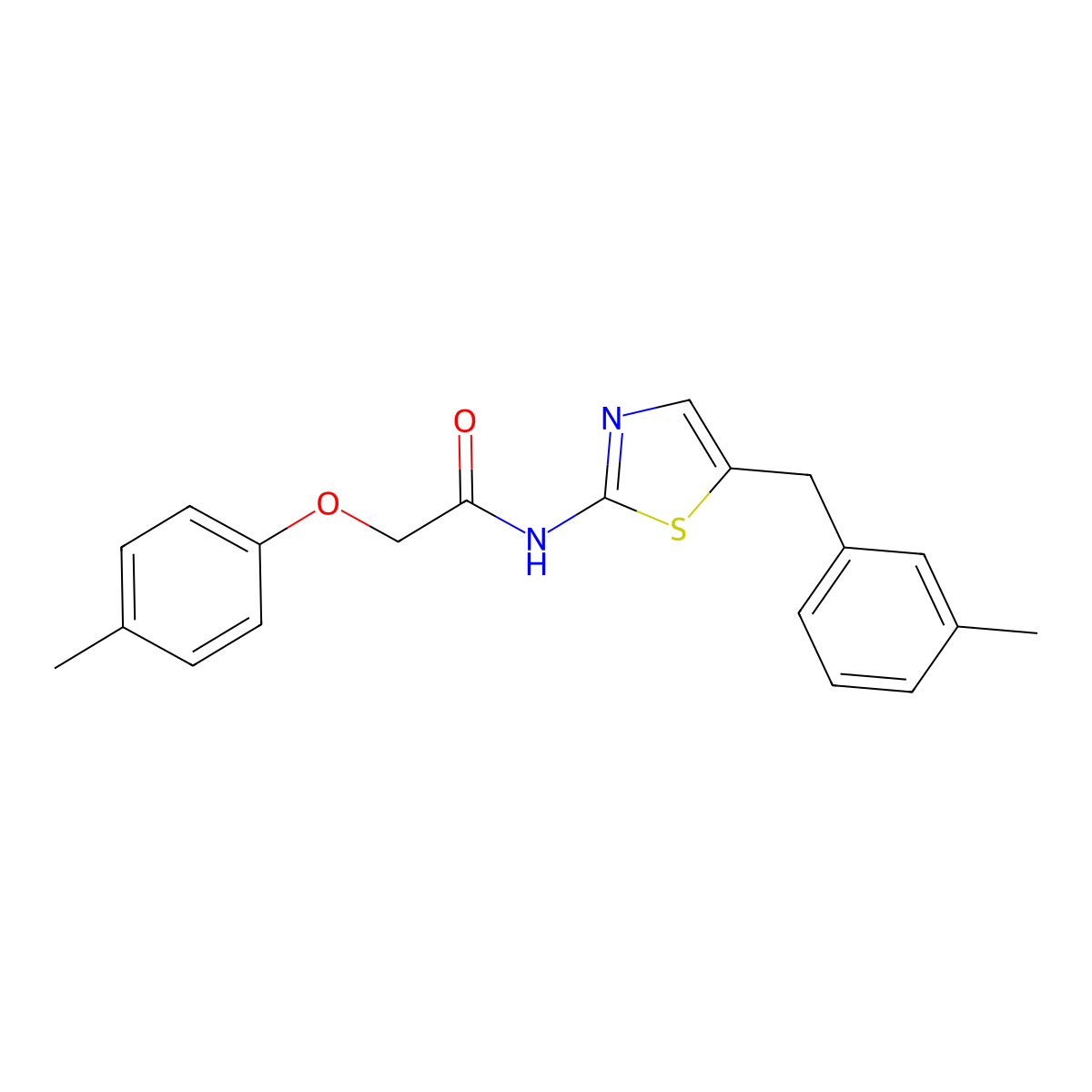 2-(4-Methylphenoxy)-N-{5-[(3-methylphenyl)methyl]-1,3-thiazol-2-YL}acetamide molecular structure, CAS 301176-03-4