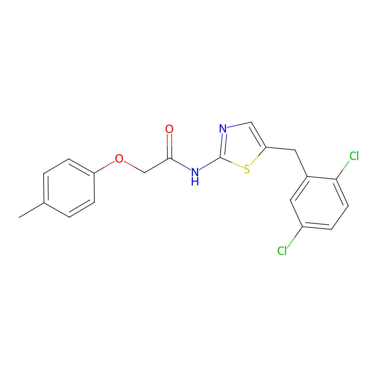 N-[5-(2,5-dichlorobenzyl)-1,3-thiazol-2-yl]-2-(4-methylphenoxy)acetamide molecular structure, CAS 301176-05-6