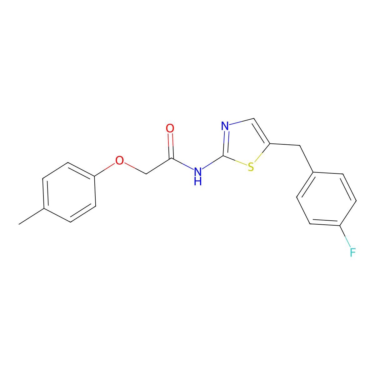 N-(5-(4-fluorobenzyl)thiazol-2-yl)-2-(p-tolyloxy)acetamide molecular structure, CAS 301176-06-7