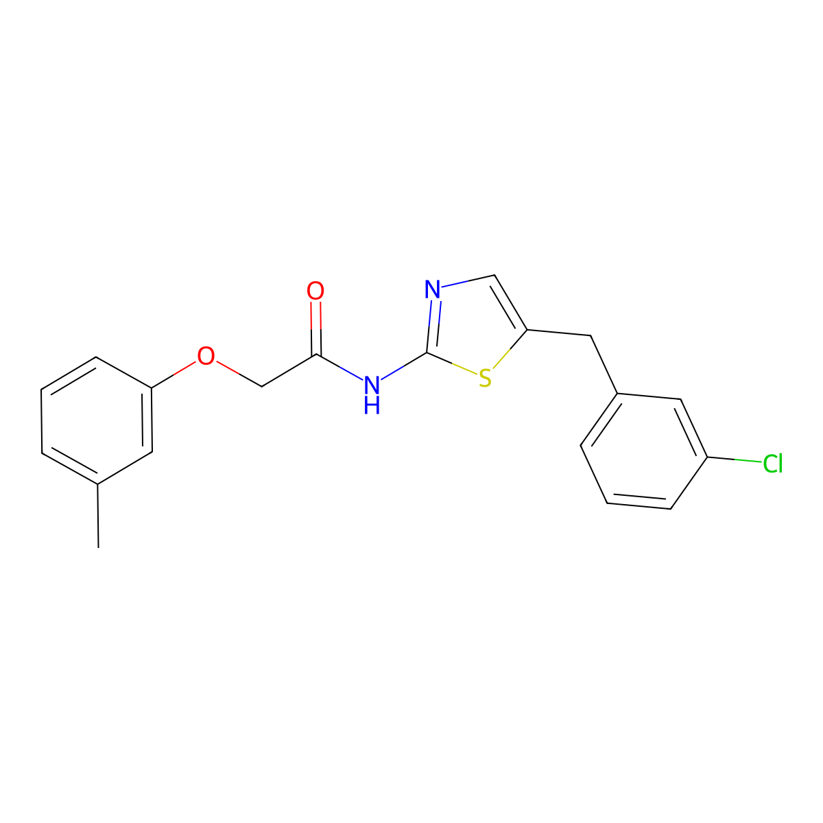 N-{5-[(3-Chlorophenyl)methyl]-1,3-thiazol-2-YL}-2-(3-methylphenoxy)acetamide molecular structure, CAS 301176-10-3