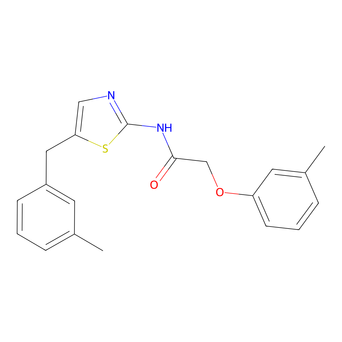 2-(3-Methylphenoxy)-N-{5-[(3-methylphenyl)methyl]-1,3-thiazol-2-YL}acetamide molecular structure, CAS 301176-11-4