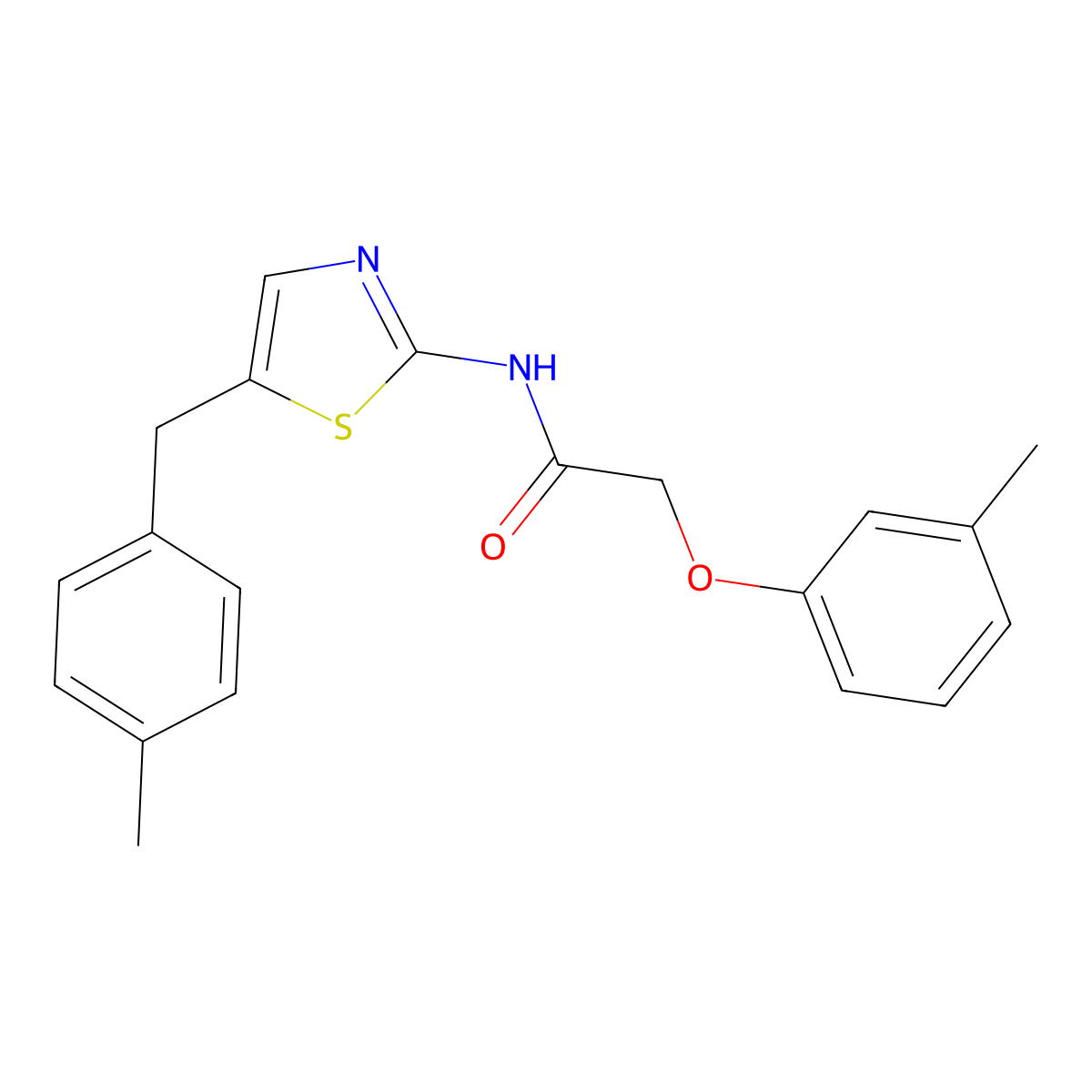 2-(3-Methylphenoxy)-N-{5-[(4-methylphenyl)methyl]-1,3-thiazol-2-YL}acetamide molecular structure, CAS 301176-13-6