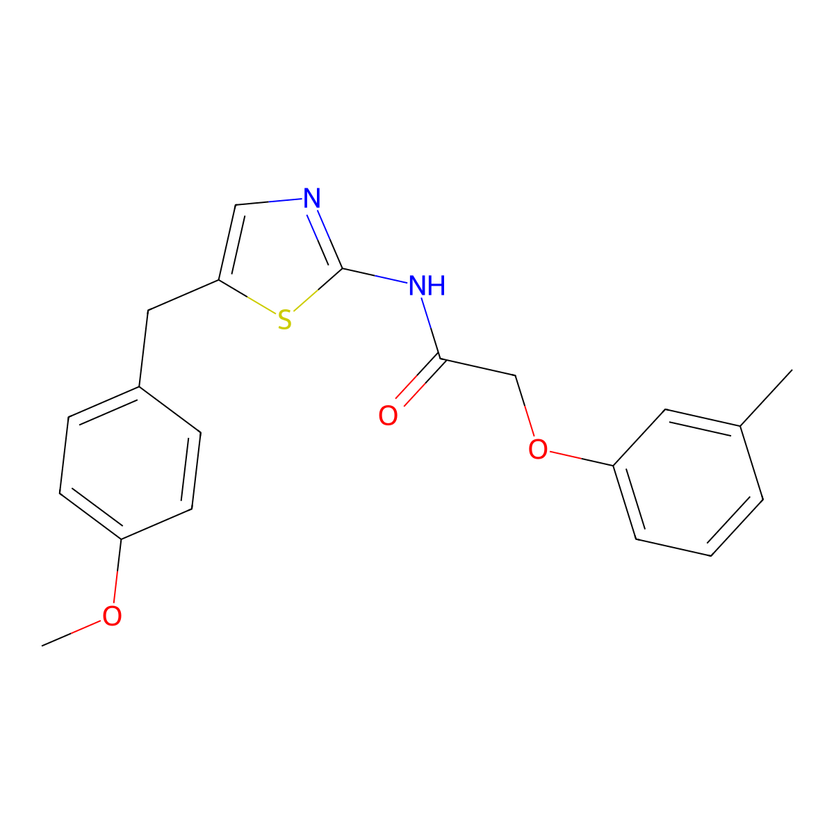 N-(5-(4-methoxybenzyl)thiazol-2-yl)-2-(m-tolyloxy)acetamide molecular structure, CAS 301176-14-7