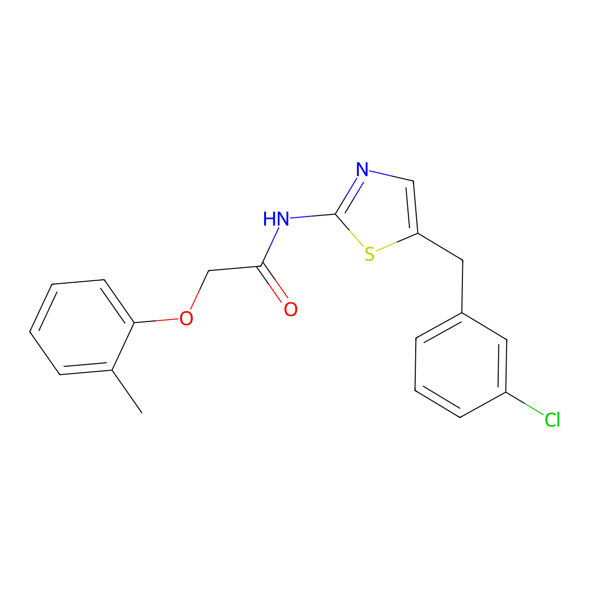 N-{5-[(3-Chlorophenyl)methyl]-1,3-thiazol-2-YL}-2-(2-methylphenoxy)acetamide molecular structure, CAS 301176-17-0