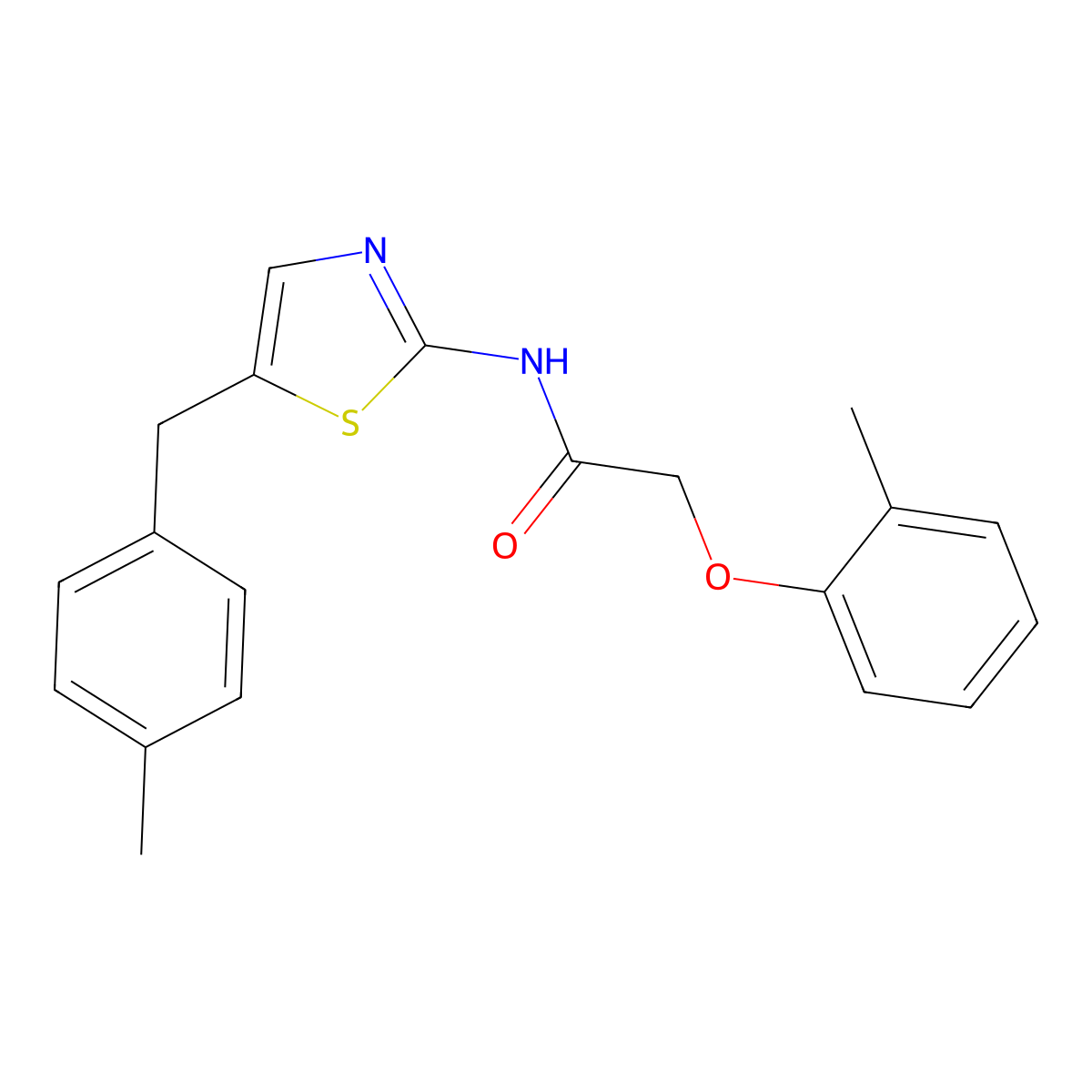2-(2-Methylphenoxy)-N-{5-[(4-methylphenyl)methyl]-1,3-thiazol-2-YL}acetamide molecular structure, CAS 301176-20-5