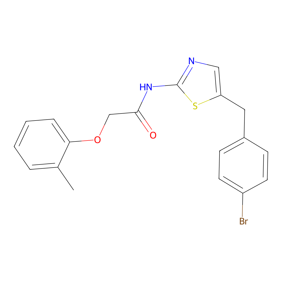 N-{5-[(4-Bromophenyl)methyl]-1,3-thiazol-2-YL}-2-(2-methylphenoxy)acetamide molecular structure, CAS 301176-22-7