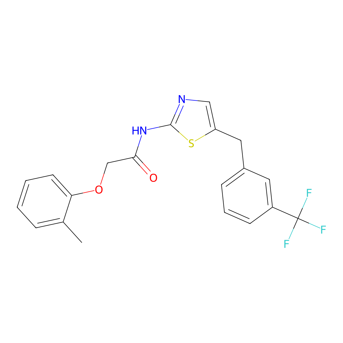 2-(2-methylphenoxy)-N-{5-[3-(trifluoromethyl)benzyl]-1,3-thiazol-2-yl}acetamide molecular structure, CAS 301176-23-8