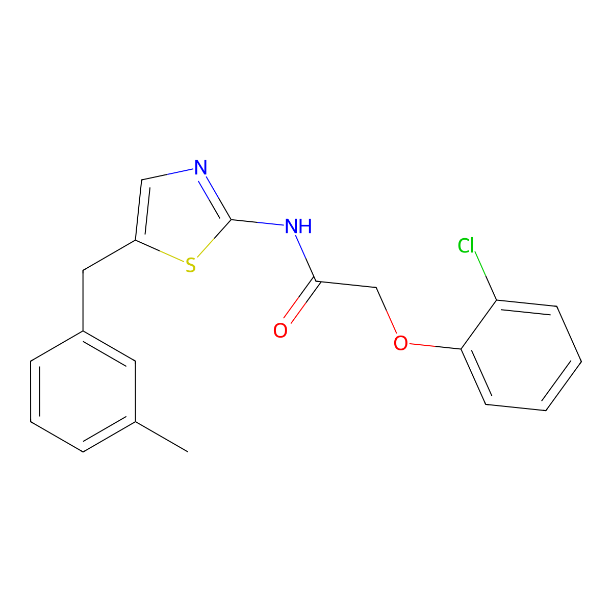 2-(2-Chlorophenoxy)-N-{5-[(3-methylphenyl)methyl]-1,3-thiazol-2-YL}acetamide molecular structure, CAS 301176-31-8