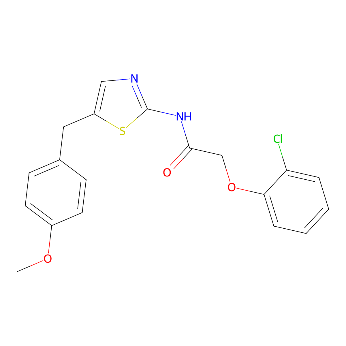 2-(2-chlorophenoxy)-N-(5-(4-methoxybenzyl)thiazol-2-yl)acetamide molecular structure, CAS 301176-33-0