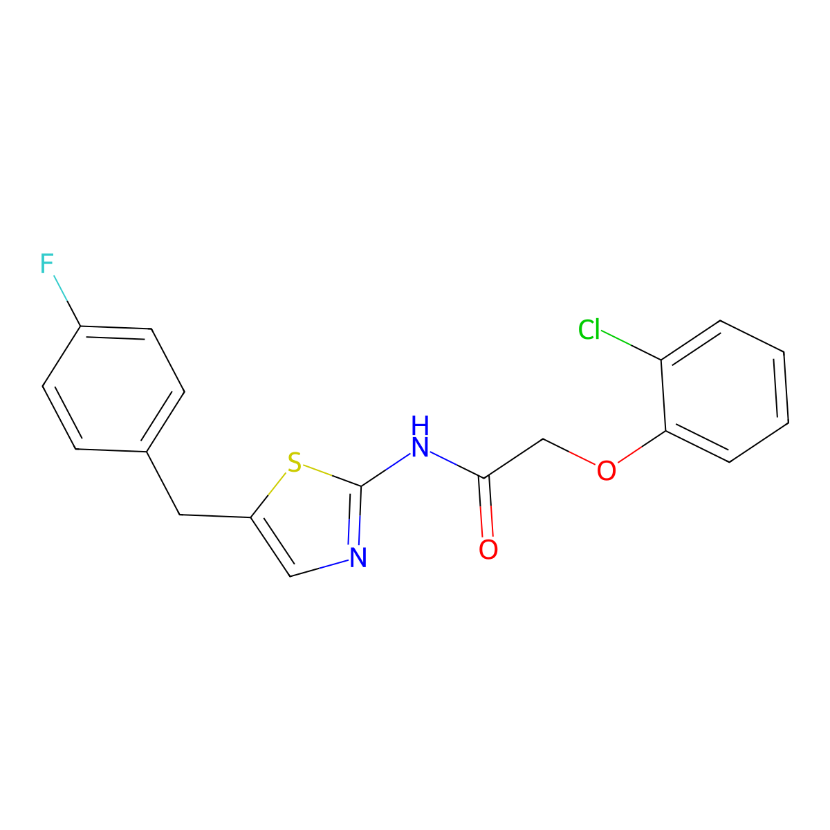 2-(2-chlorophenoxy)-N-[5-[(4-fluorophenyl)methyl]-1,3-thiazol-2-yl]acetamide molecular structure, CAS 301176-34-1