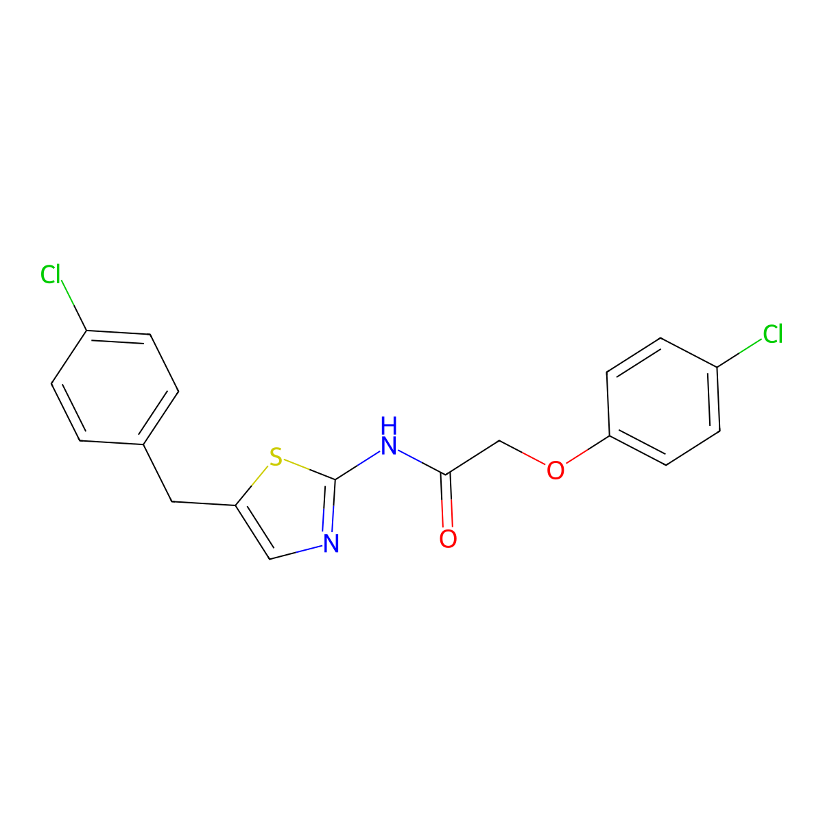 N-[5-(4-chlorobenzyl)-1,3-thiazol-2-yl]-2-(4-chlorophenoxy)acetamide molecular structure, CAS 301176-40-9