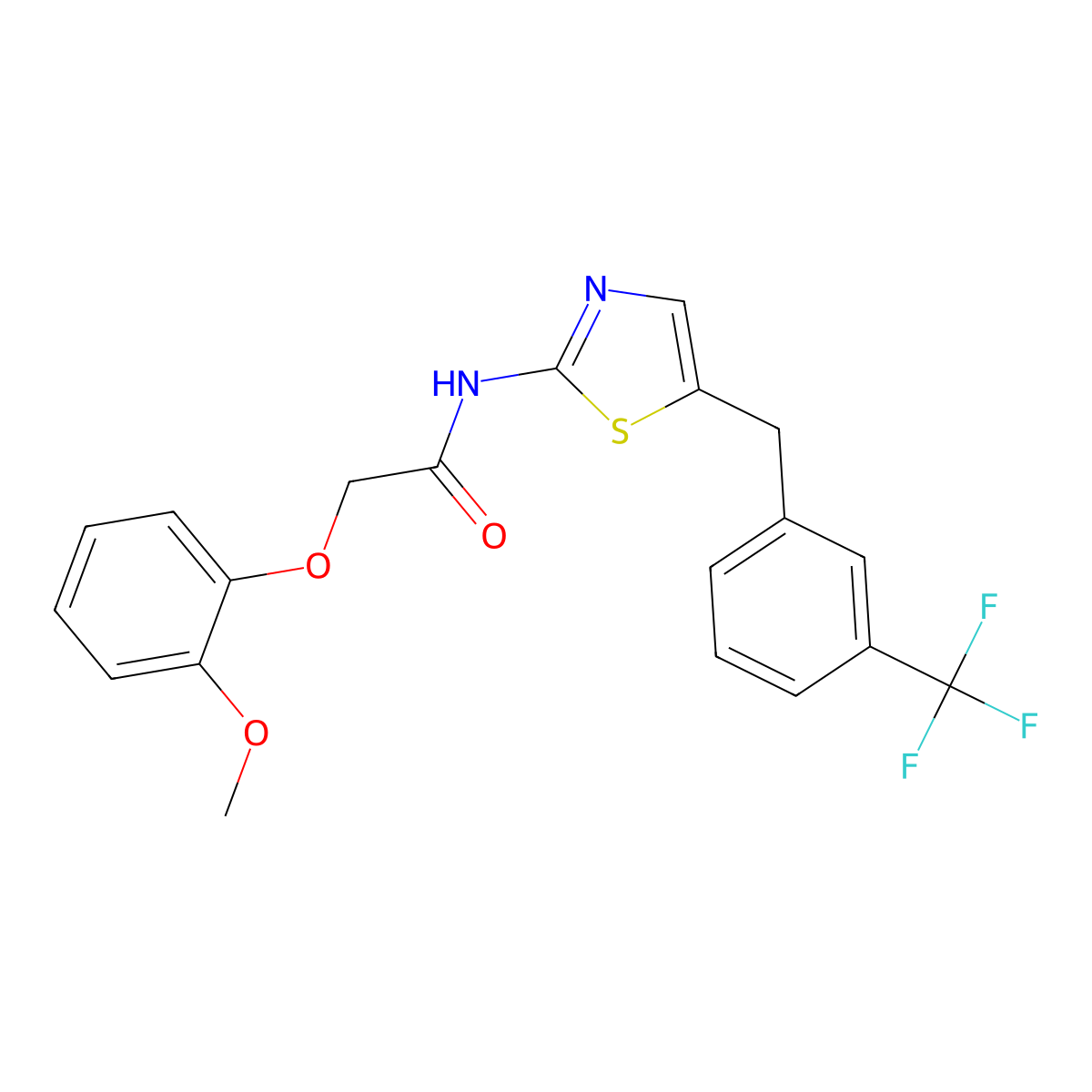 2-(2-methoxyphenoxy)-N-{5-[3-(trifluoromethyl)benzyl]-1,3-thiazol-2-yl}acetamide molecular structure, CAS 301176-44-3