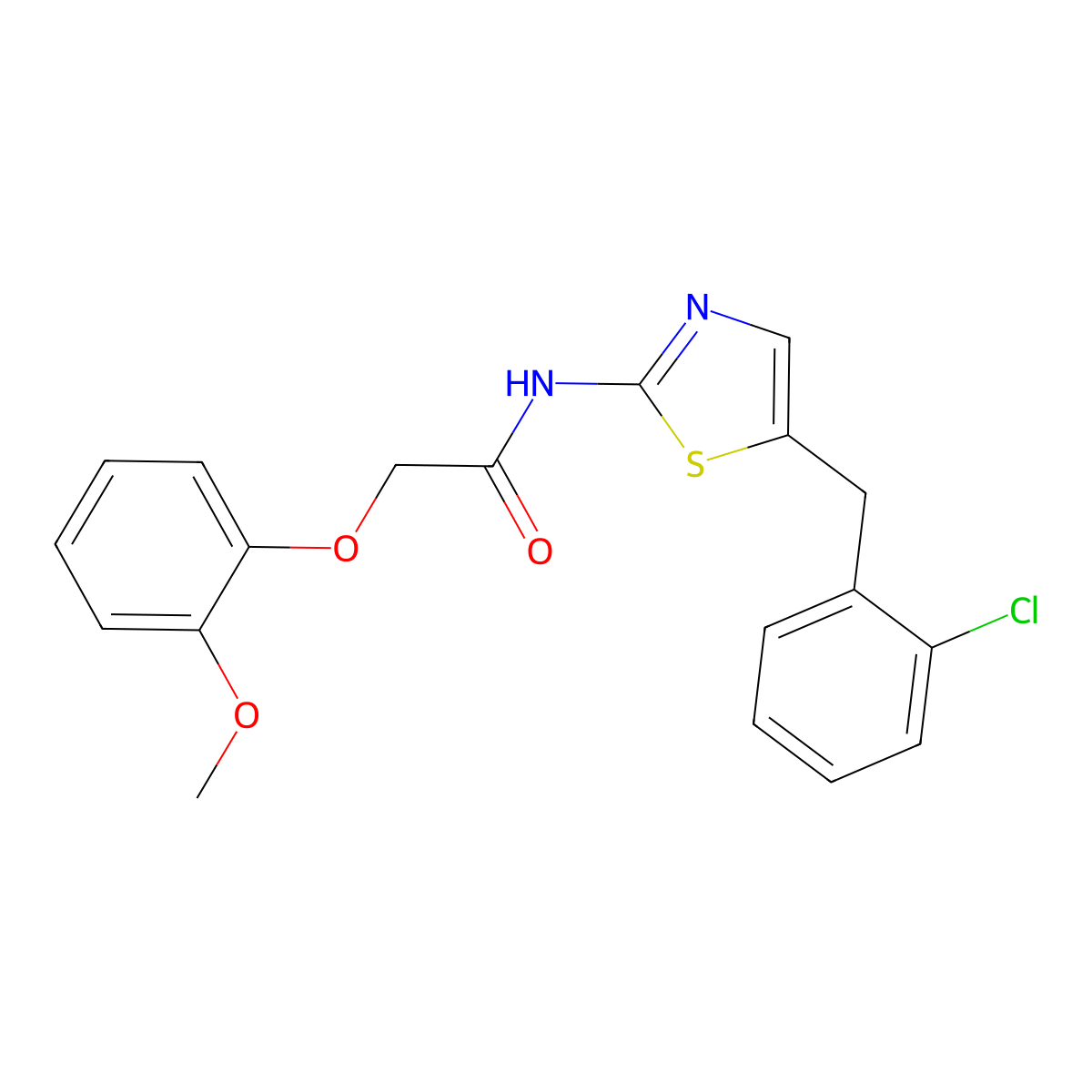N-{5-[(2-Chlorophenyl)methyl]-1,3-thiazol-2-YL}-2-(2-methoxyphenoxy)acetamide molecular structure, CAS 301176-45-4