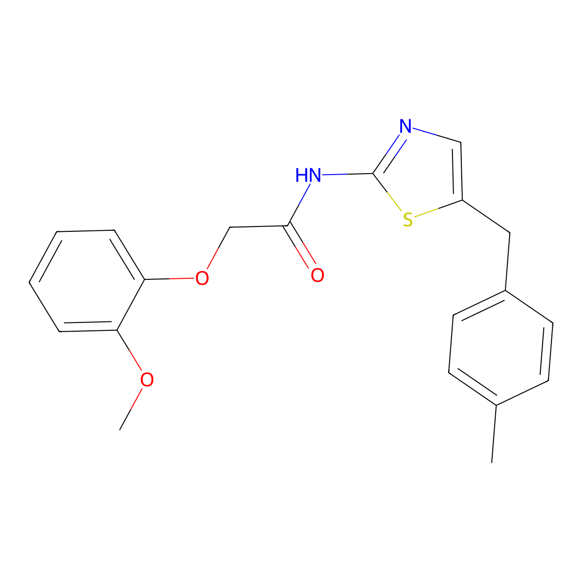 2-(2-Methoxyphenoxy)-N-{5-[(4-methylphenyl)methyl]-1,3-thiazol-2-YL}acetamide molecular structure, CAS 301176-48-7