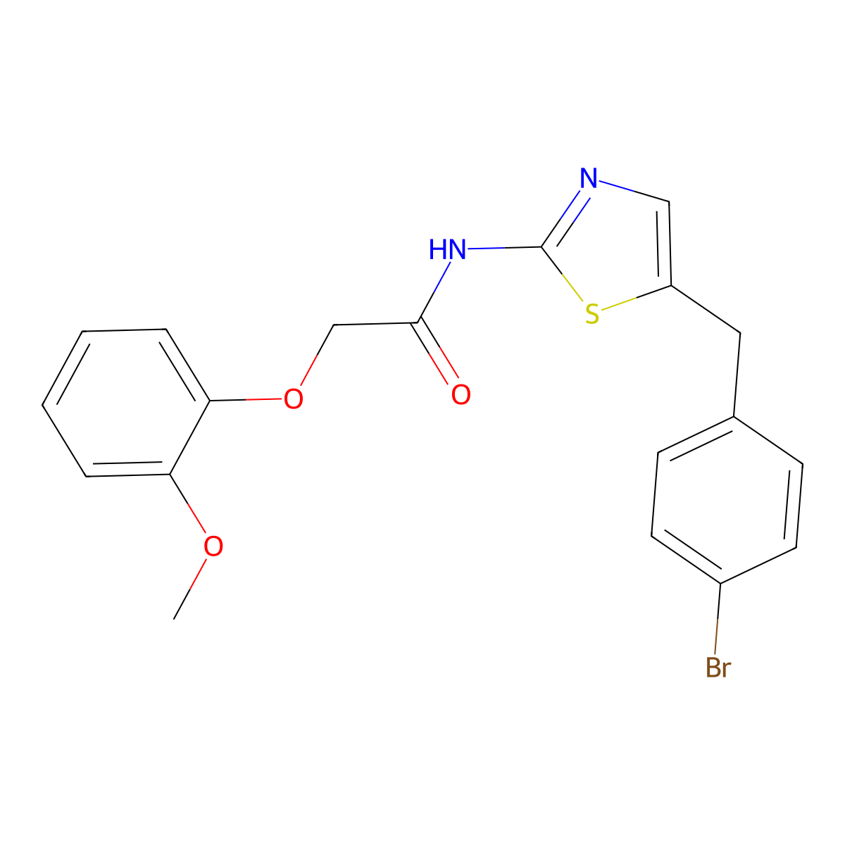 N-{5-[(4-Bromophenyl)methyl]-1,3-thiazol-2-YL}-2-(2-methoxyphenoxy)acetamide molecular structure, CAS 301176-54-5