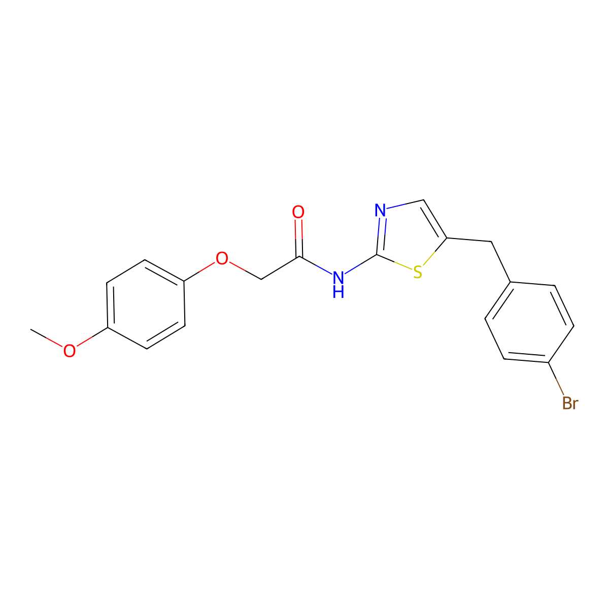 N-{5-[(4-Bromophenyl)methyl]-1,3-thiazol-2-YL}-2-(4-methoxyphenoxy)acetamide molecular structure, CAS 301176-60-3