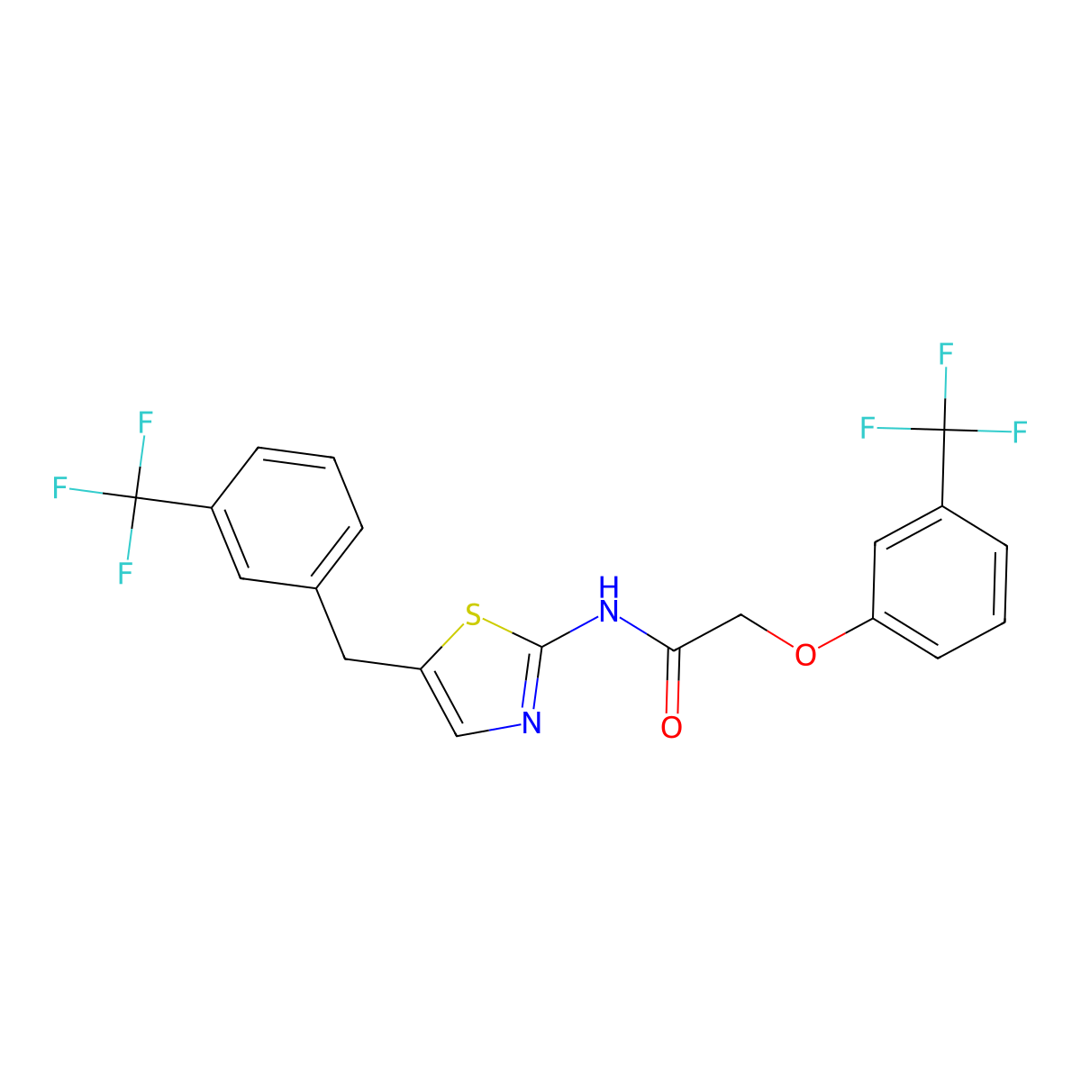 2-[3-(Trifluoromethyl)phenoxy]-N-(5-{[3-(trifluoromethyl)phenyl]methyl}-1,3-thiazol-2-YL)acetamide molecular structure, CAS 301176-62-5