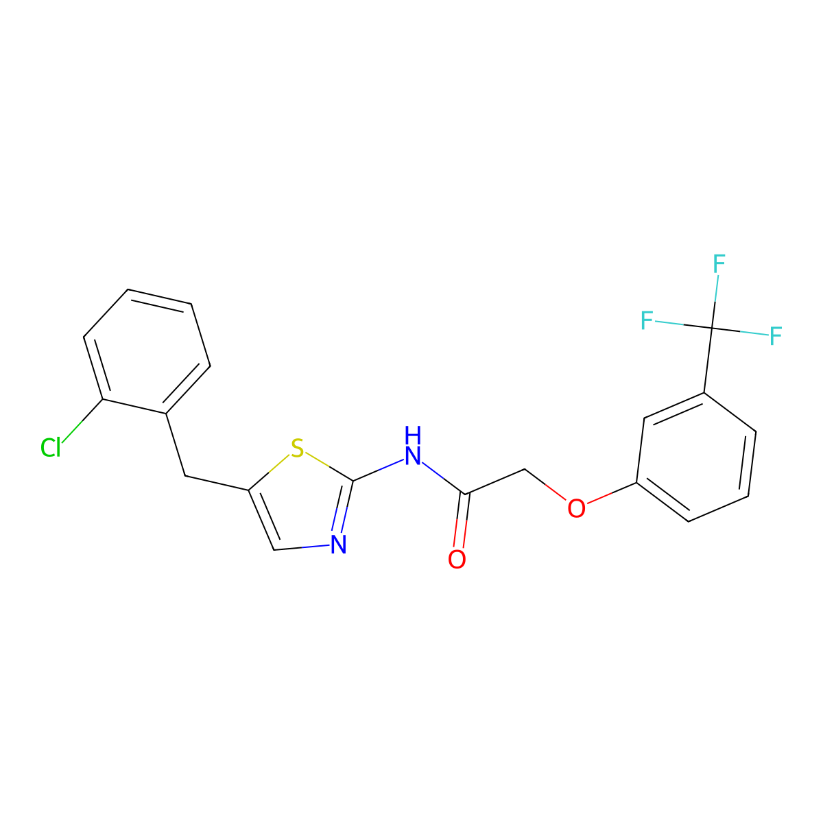 N-{5-[(2-Chlorophenyl)methyl]-1,3-thiazol-2-YL}-2-[3-(trifluoromethyl)phenoxy]acetamide molecular structure, CAS 301176-63-6