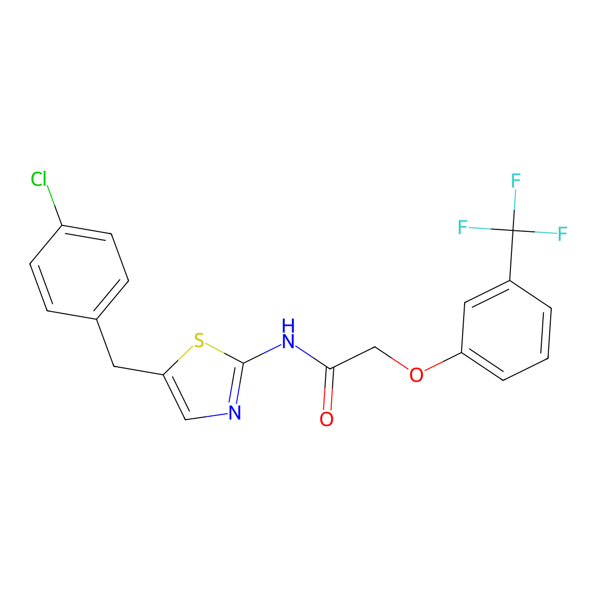 N-[5-(4-Chloro-benzyl)-thiazol-2-yl]-2-(3-trifluoromethyl-phenoxy)-acetamide molecular structure, CAS 301176-64-7