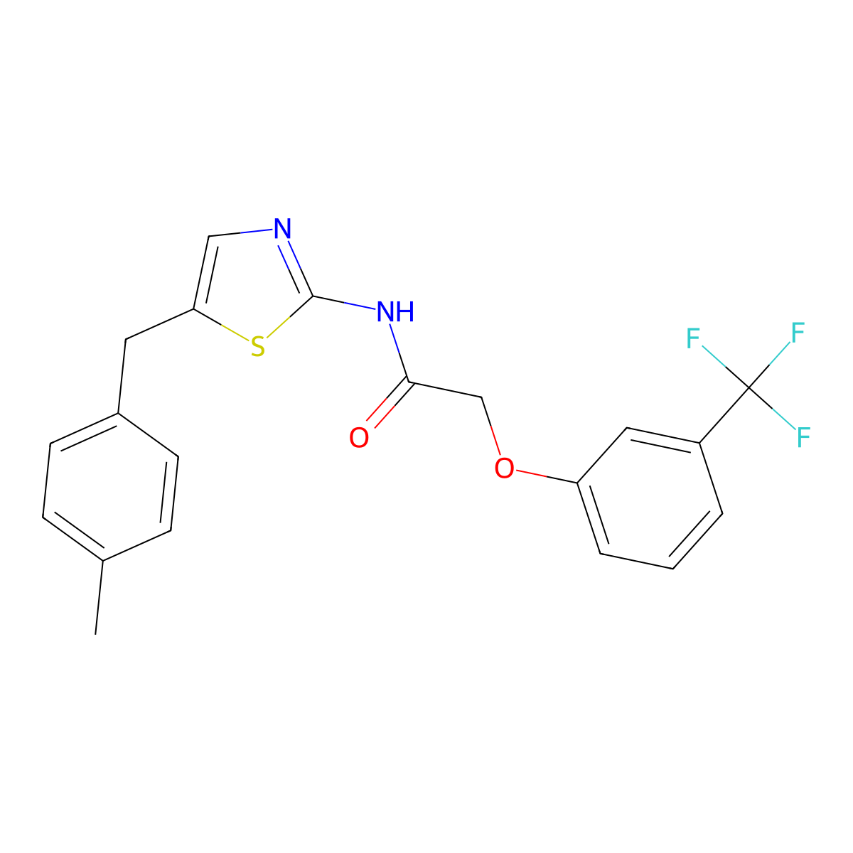 N-{5-[(4-Methylphenyl)methyl]-1,3-thiazol-2-YL}-2-[3-(trifluoromethyl)phenoxy]acetamide molecular structure, CAS 301176-65-8