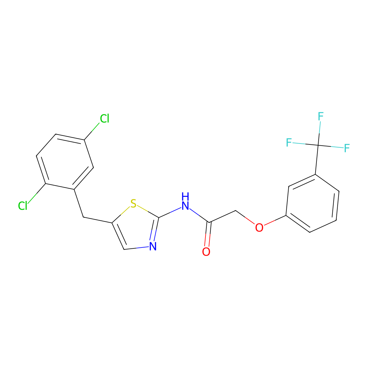 N-[5-(2,5-dichlorobenzyl)-1,3-thiazol-2-yl]-2-[3-(trifluoromethyl)phenoxy]acetamide molecular structure, CAS 301176-66-9