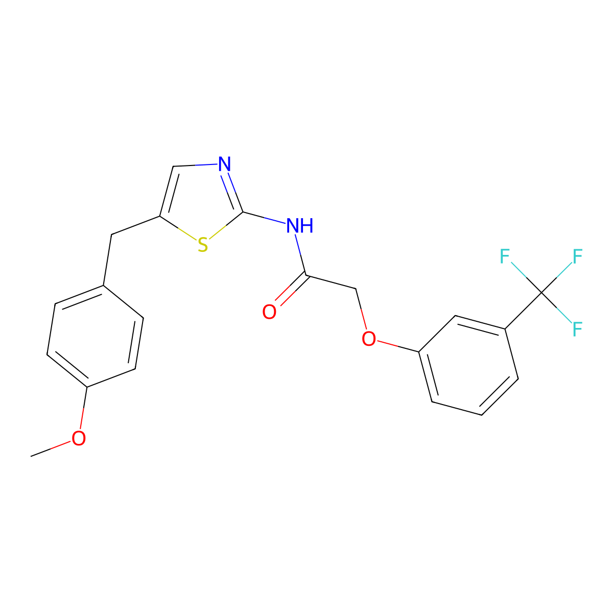N-(5-(4-methoxybenzyl)thiazol-2-yl)-2-(3-(trifluoromethyl)phenoxy)acetamide molecular structure, CAS 301176-67-0