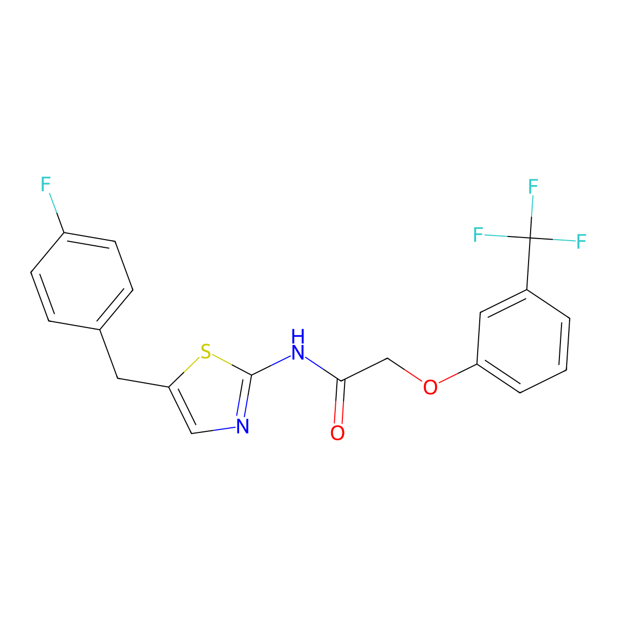 N-[5-(4-fluorobenzyl)-1,3-thiazol-2-yl]-2-[3-(trifluoromethyl)phenoxy]acetamide molecular structure, CAS 301176-69-2
