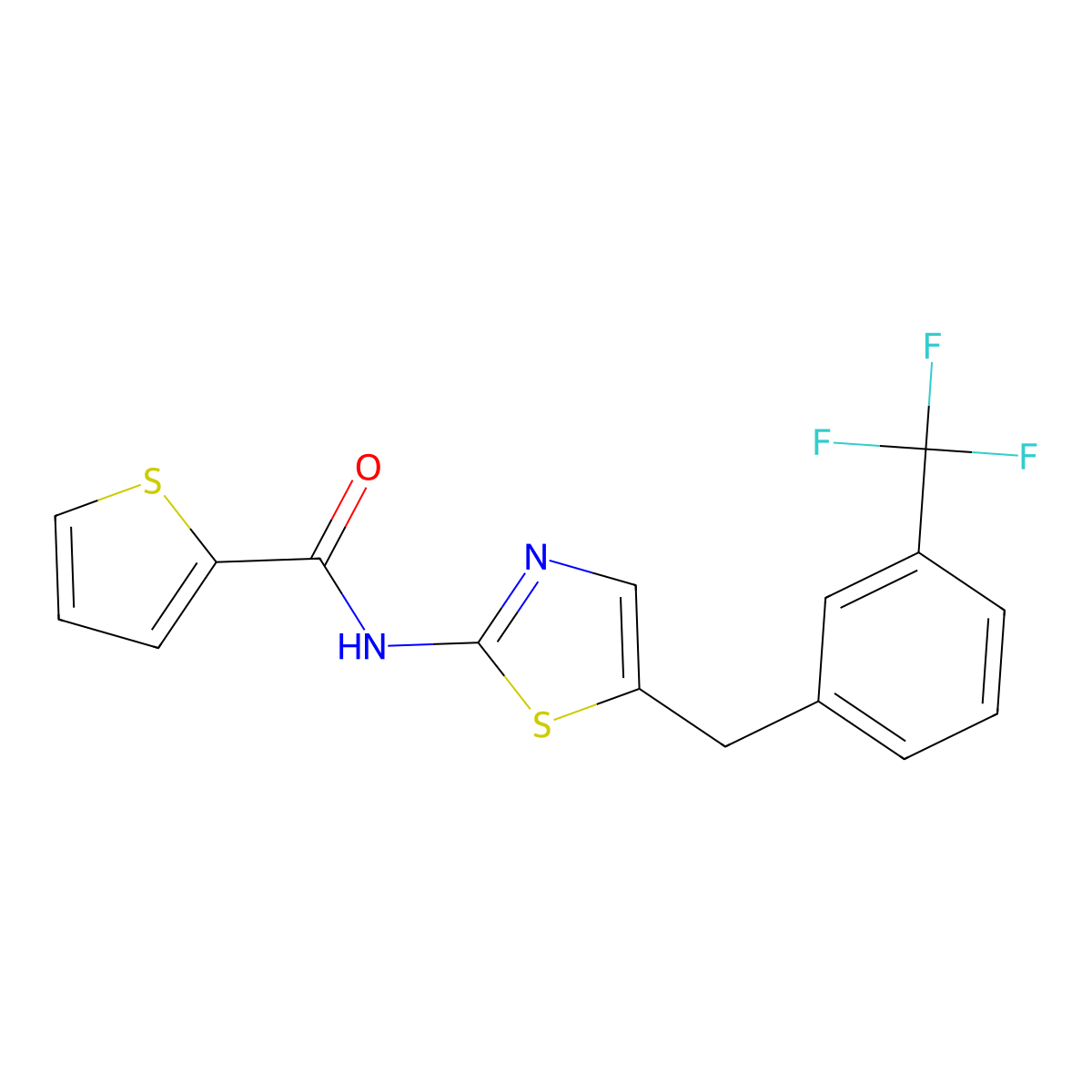 N-{5-[3-(trifluoromethyl)benzyl]-1,3-thiazol-2-yl}thiophene-2-carboxamide molecular structure, CAS 301176-70-5