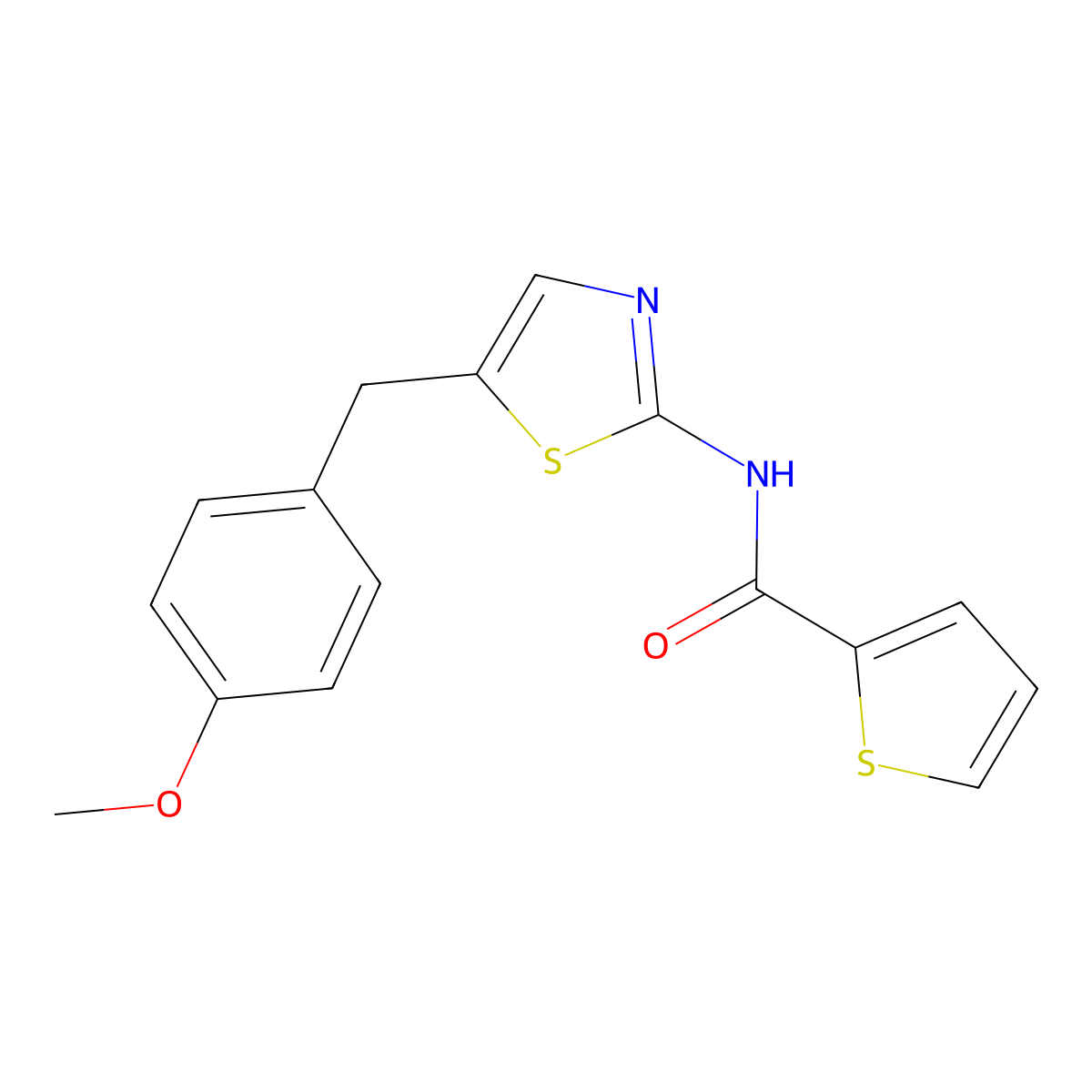 N-(5-(4-methoxybenzyl)thiazol-2-yl)thiophene-2-carboxamide molecular structure, CAS 301176-74-9